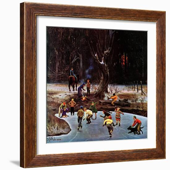 "Night Skating," December 16, 1944-John Falter-Framed Giclee Print