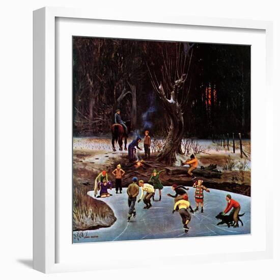 "Night Skating," December 16, 1944-John Falter-Framed Giclee Print