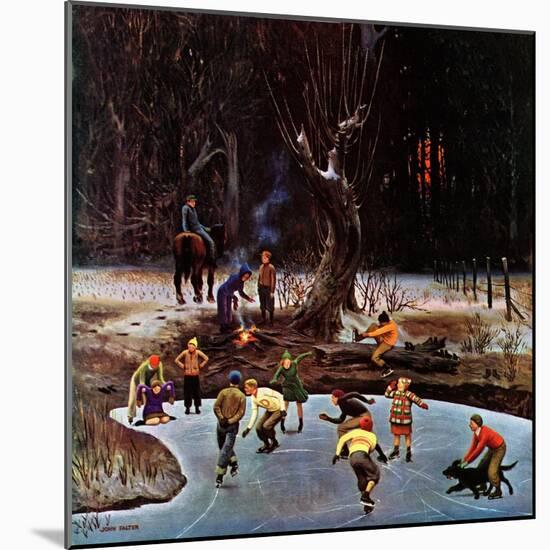 "Night Skating," December 16, 1944-John Falter-Mounted Giclee Print