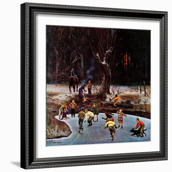 "Night Skating," December 16, 1944-John Falter-Framed Giclee Print