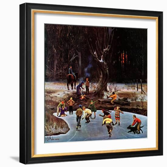 "Night Skating," December 16, 1944-John Falter-Framed Giclee Print