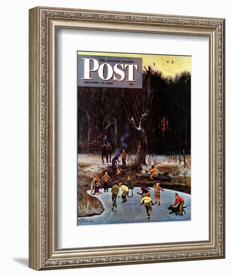 "Night Skating," Saturday Evening Post Cover, December 16, 1944-John Falter-Framed Giclee Print