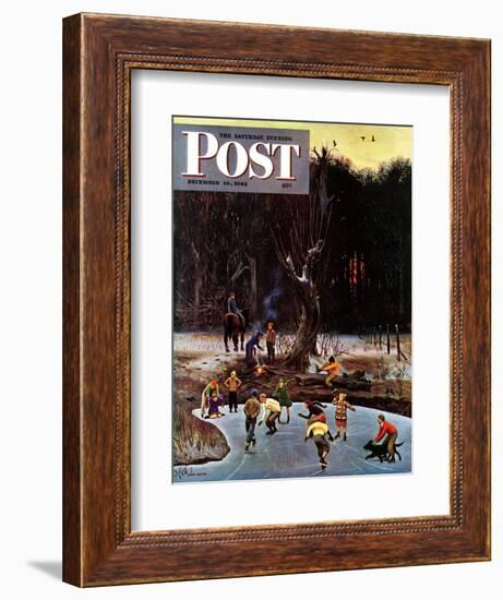 "Night Skating," Saturday Evening Post Cover, December 16, 1944-John Falter-Framed Giclee Print