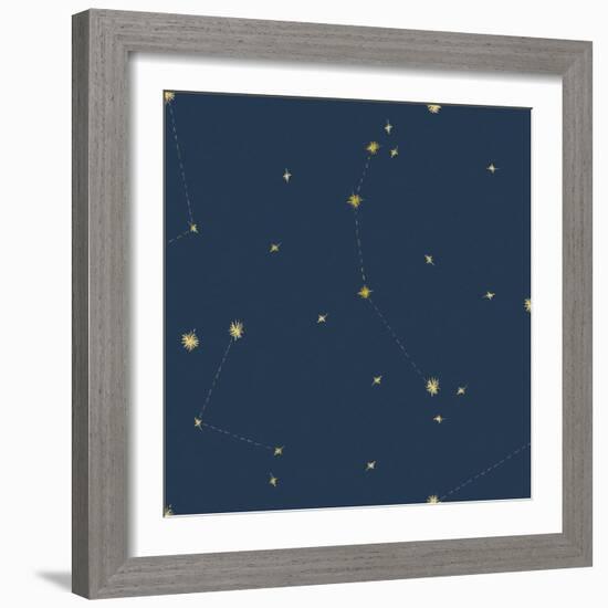 Night Sky Navy and Gold Pattern 05A-Sara Zieve Miller-Framed Art Print