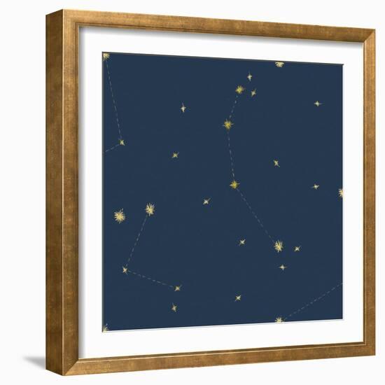 Night Sky Navy and Gold Pattern 05A-Sara Zieve Miller-Framed Art Print