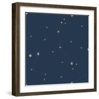 Night Sky Navy and Gold Pattern 05A-Sara Zieve Miller-Framed Art Print