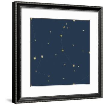 Night Sky Navy and Gold Pattern 05A-Sara Zieve Miller-Framed Art Print