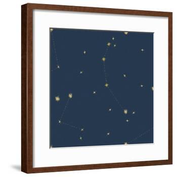 Night Sky Navy and Gold Pattern 05A-Sara Zieve Miller-Framed Art Print
