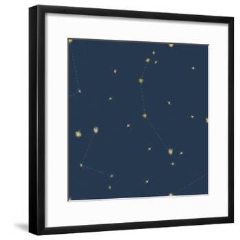 Night Sky Navy and Gold Pattern 05A-Sara Zieve Miller-Framed Art Print