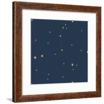 Night Sky Navy and Gold Pattern 05A-Sara Zieve Miller-Framed Art Print