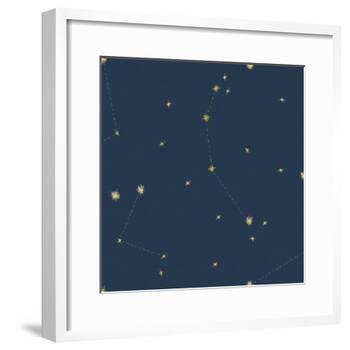 Night Sky Navy and Gold Pattern 05A-Sara Zieve Miller-Framed Art Print