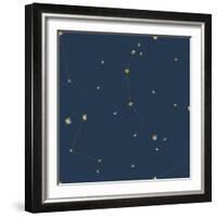 Night Sky Navy and Gold Pattern 05A-Sara Zieve Miller-Framed Art Print
