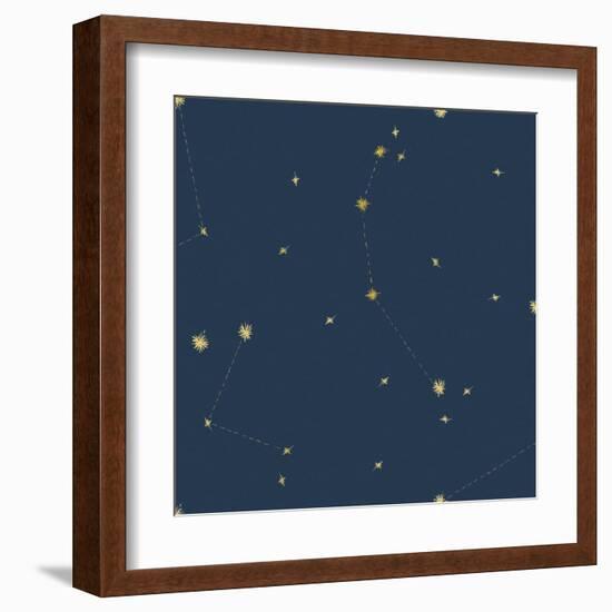 Night Sky Navy and Gold Pattern 05A-Sara Zieve Miller-Framed Art Print