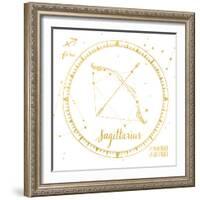 Night Sky Sagittarius White and Gold-Sara Zieve Miller-Framed Art Print