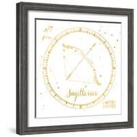 Night Sky Sagittarius White and Gold-Sara Zieve Miller-Framed Art Print