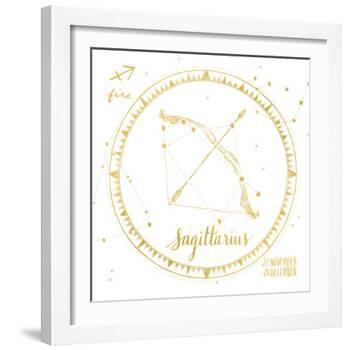 Night Sky Sagittarius White and Gold-Sara Zieve Miller-Framed Art Print