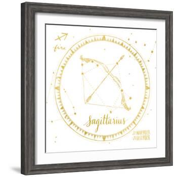 Night Sky Sagittarius White and Gold-Sara Zieve Miller-Framed Art Print