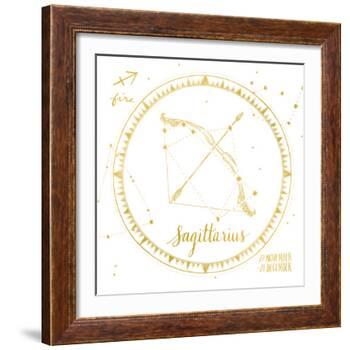 Night Sky Sagittarius White and Gold-Sara Zieve Miller-Framed Art Print