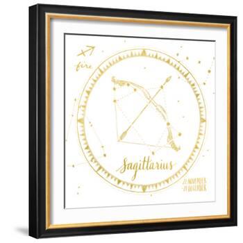 Night Sky Sagittarius White and Gold-Sara Zieve Miller-Framed Art Print