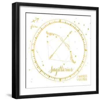 Night Sky Sagittarius White and Gold-Sara Zieve Miller-Framed Art Print