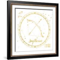 Night Sky Sagittarius White and Gold-Sara Zieve Miller-Framed Art Print