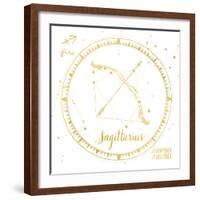 Night Sky Sagittarius White and Gold-Sara Zieve Miller-Framed Art Print