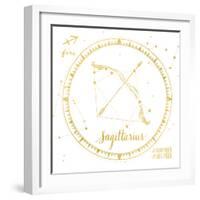 Night Sky Sagittarius White and Gold-Sara Zieve Miller-Framed Art Print