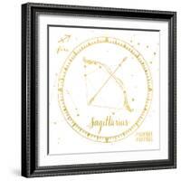 Night Sky Sagittarius White and Gold-Sara Zieve Miller-Framed Art Print