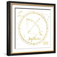 Night Sky Sagittarius White and Gold-Sara Zieve Miller-Framed Art Print