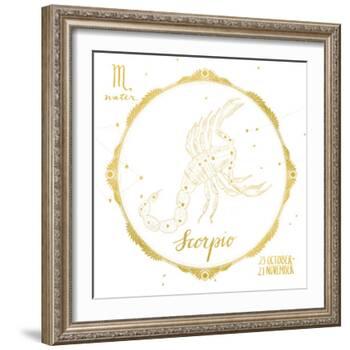 Night Sky Scorpio White and Gold-Sara Zieve Miller-Framed Art Print