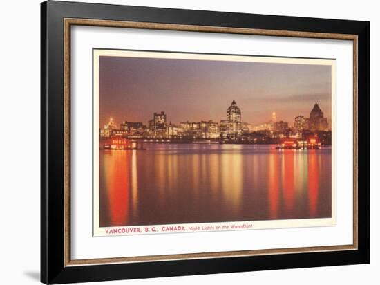 Night Skyline, Vancouver, British Columbia-null-Framed Art Print