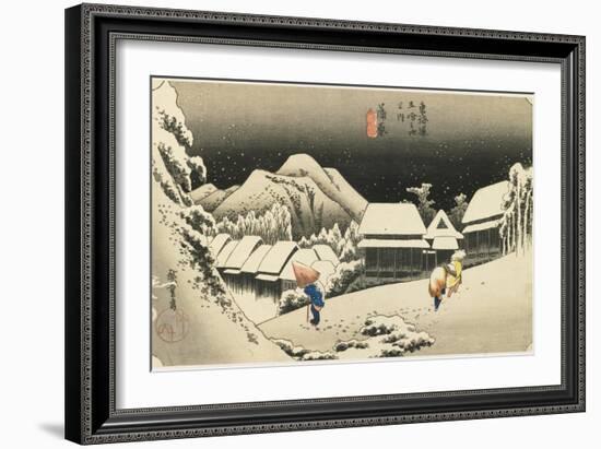 Night Snow at Kanbara, C. 1833-Utagawa Hiroshige-Framed Giclee Print