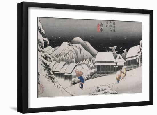 Night Snow, Kambara', from the Series 'The Fifty-Three Stations of the Tokaido'-Utagawa Hiroshige-Framed Giclee Print