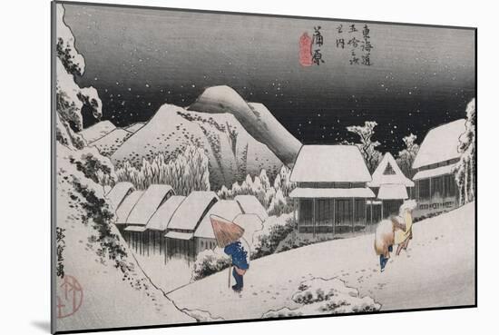 Night Snow, Kambara', from the Series 'The Fifty-Three Stations of the Tokaido'-Utagawa Hiroshige-Mounted Giclee Print