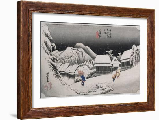 Night Snow, Kambara', from the Series 'The Fifty-Three Stations of the Tokaido'-Ando Hiroshige-Framed Giclee Print