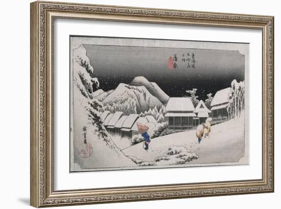 Night Snow, Kambara, Illustration from the Series 'Fifty-Three Stations on the Tokaido', C.1834-35-Ando Hiroshige-Framed Giclee Print