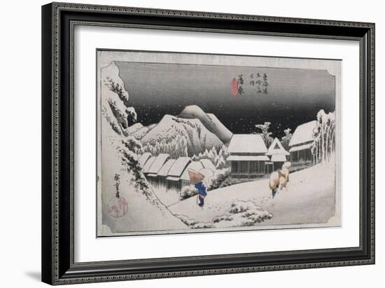 Night Snow, Kambara, Illustration from the Series 'Fifty-Three Stations on the Tokaido', C.1834-35-Ando Hiroshige-Framed Giclee Print