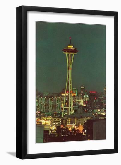 Night, Space Needle, Seattle, Washington-null-Framed Art Print