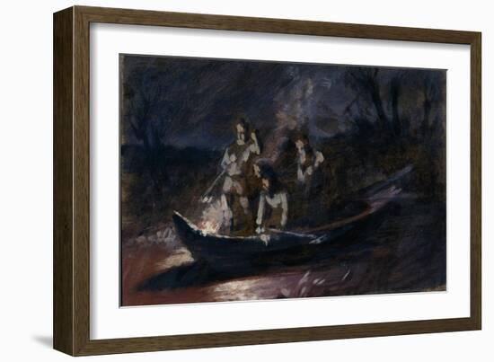 Night Spear Fishing, 1870S-Vasili Grigoryevich Perov-Framed Giclee Print