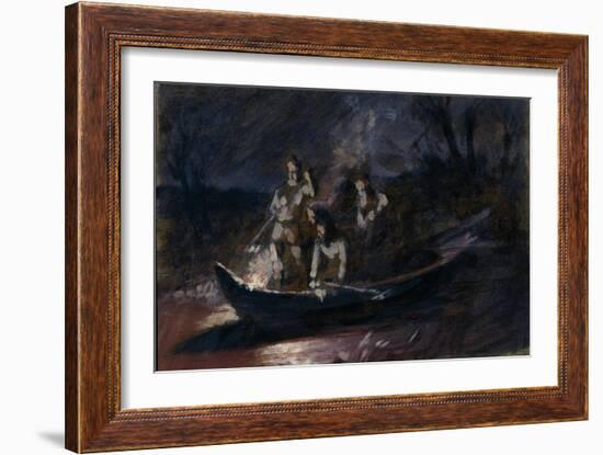 Night Spear Fishing, 1870S-Vasili Grigoryevich Perov-Framed Giclee Print