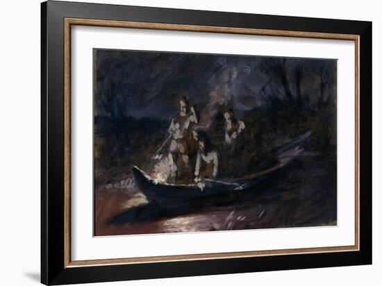 Night Spear Fishing, 1870S-Vasili Grigoryevich Perov-Framed Giclee Print