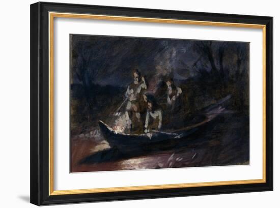 Night Spear Fishing, 1870S-Vasili Grigoryevich Perov-Framed Giclee Print