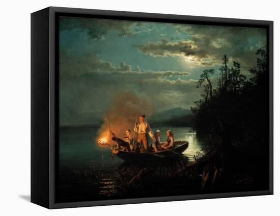 Night Spear Fishing on the Kroderen Lake-Hans Gude-Framed Premier Image Canvas