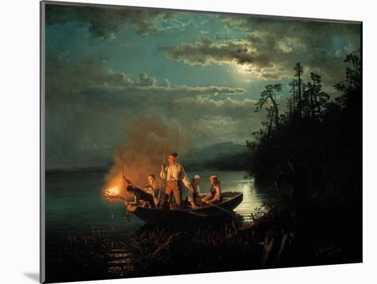 Night Spear Fishing on the Kroderen Lake-Hans Gude-Mounted Giclee Print