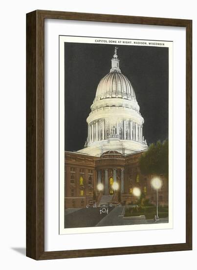 Night, State Capitol, Madison, Wisconsin-null-Framed Art Print