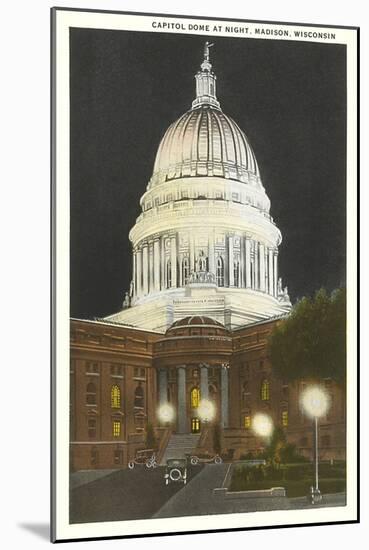 Night, State Capitol, Madison, Wisconsin-null-Mounted Art Print