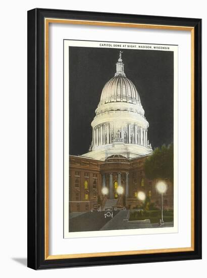 Night, State Capitol, Madison, Wisconsin-null-Framed Art Print