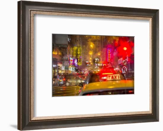 Night street scene, Kowloon, Hong Kong, China.-Michael DeFreitas-Framed Photographic Print