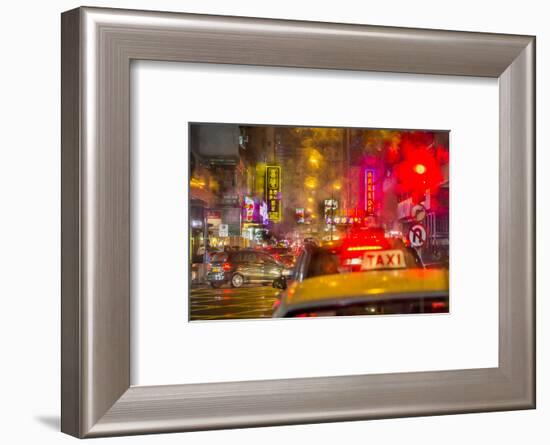 Night street scene, Kowloon, Hong Kong, China.-Michael DeFreitas-Framed Photographic Print