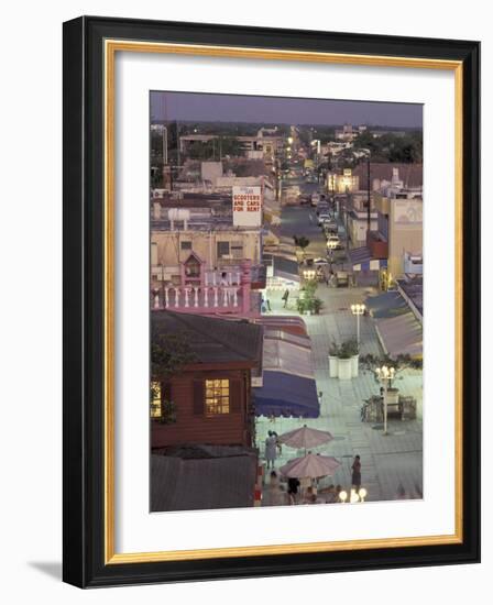 Night Street Scene, San Miguel, Cozumel Island, Quintana Roo, Mexico-Robin Hill-Framed Photographic Print